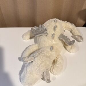 Vintage 2001 Bear Factory White Dragon Plush Silver Iridescent Wings Y2K